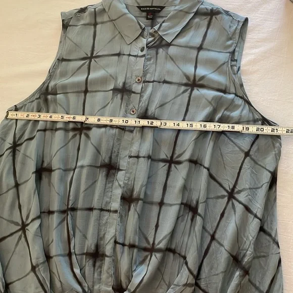 Rock & Republic High Low Sleeveless Button up Blouse Thin Tue Dye Breezy XL - Picture 5 of 9